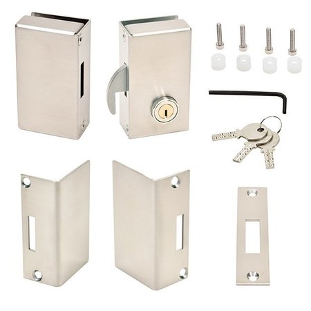 CR LAURENCE Right Hand Sliding Glass Lock Brushed Stainless SGDLBSR